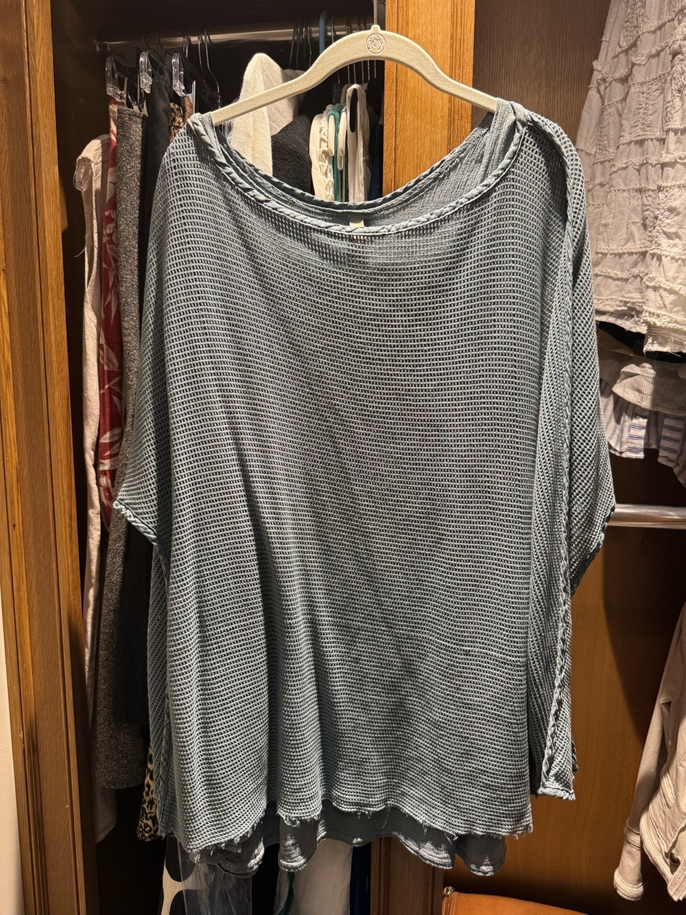 Cynthia Ashby Mesh Tunic Top Oversized Boxy Cut With Tank Greyish Purple Small